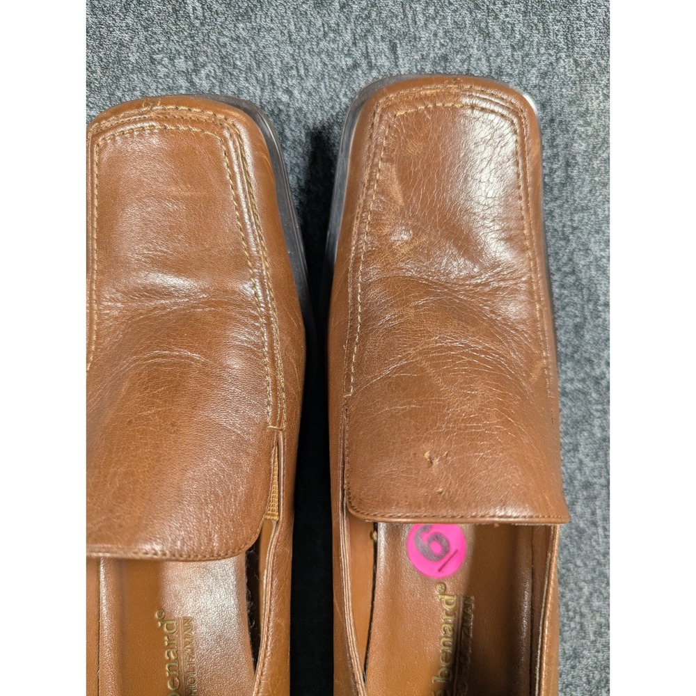 Harve Benard Oliver Tan Leather Square Toe Block Heel Loafers Womens 6M - Picture 2 of 8